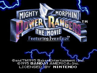 Mighty Morphin Power Rangers title screen for Super Nintendo